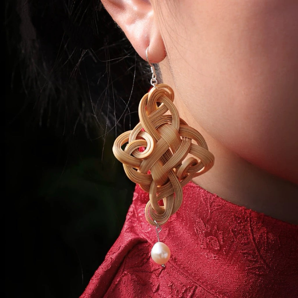 Intangible Heritage Handcrafted Ruyi Pearl Earrings