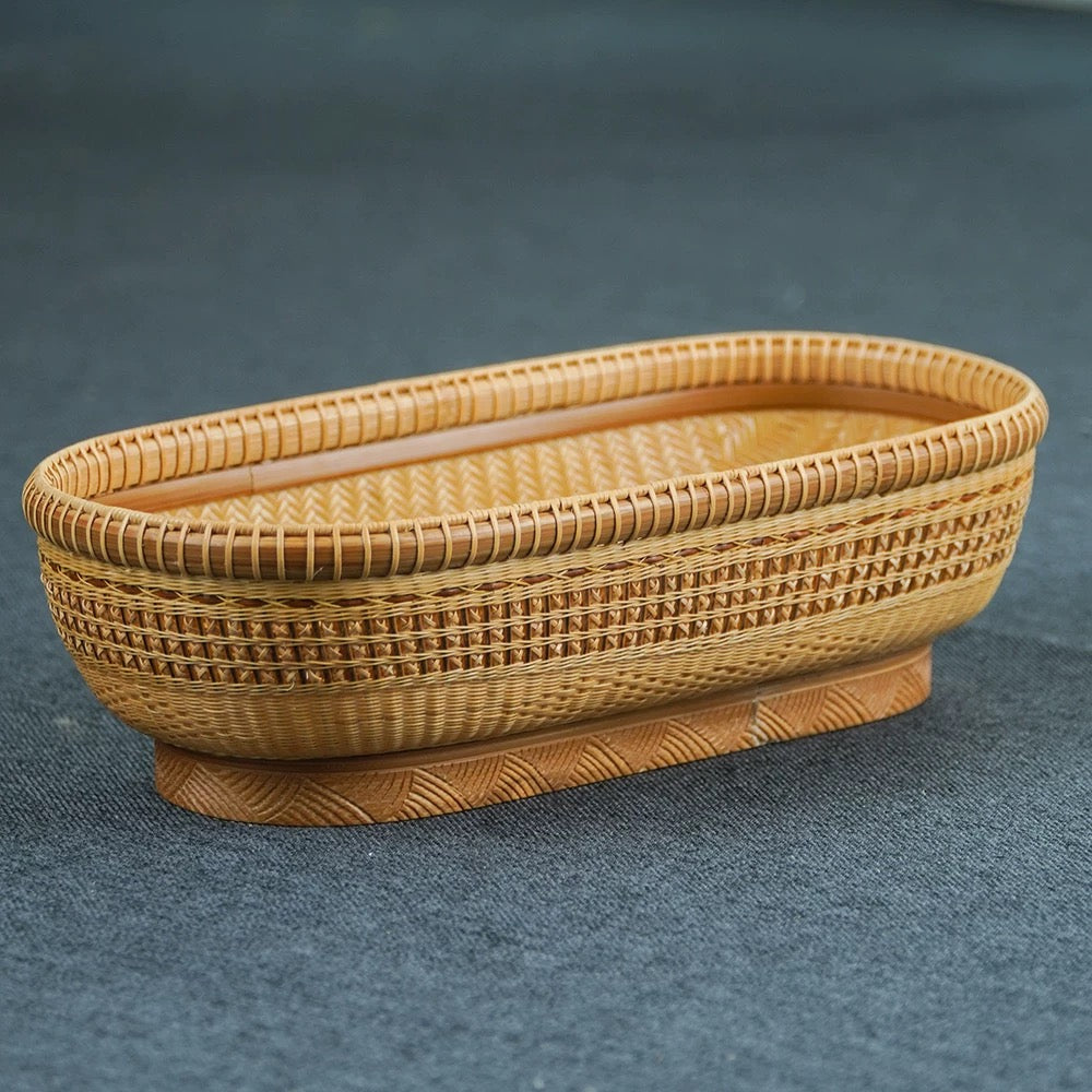 Handcrafted Bamboo Woven Oval Storage Box