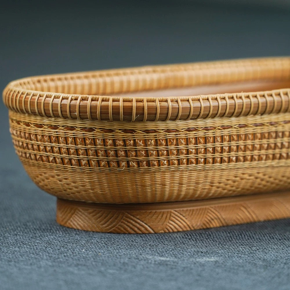 Handcrafted Bamboo Woven Oval Storage Box