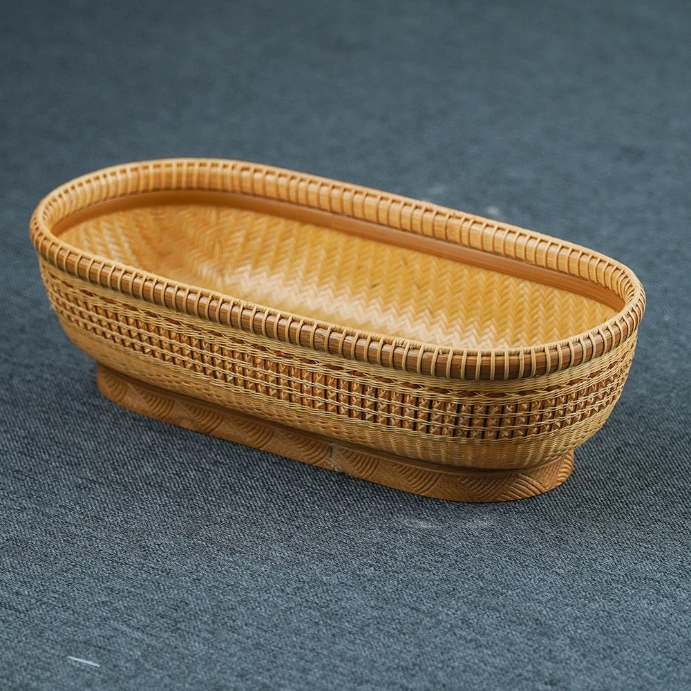 Handcrafted Bamboo Woven Oval Storage Box