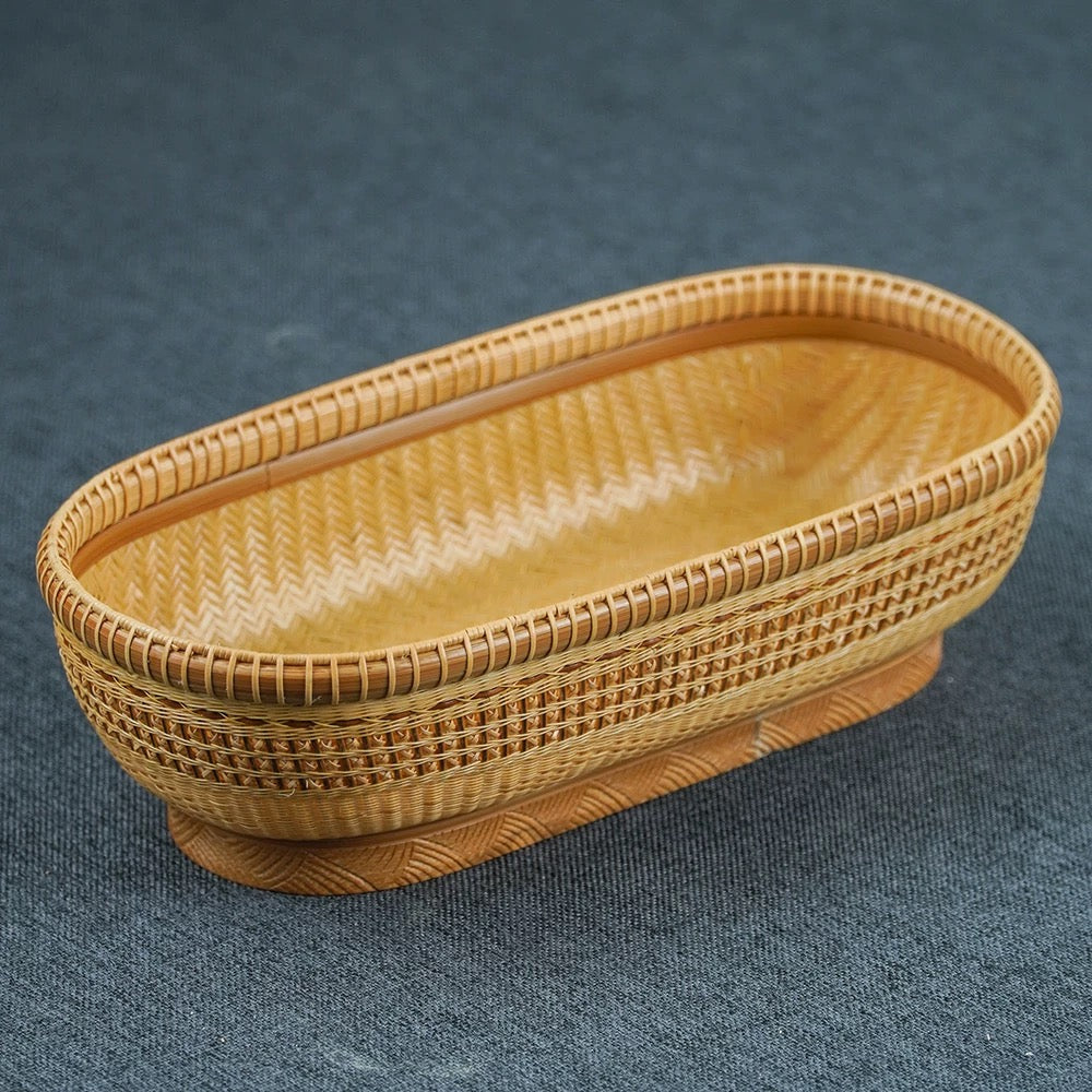 Handcrafted Bamboo Woven Oval Storage Box