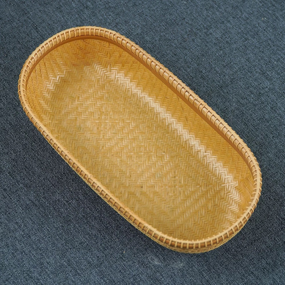 Handcrafted Bamboo Woven Oval Storage Box