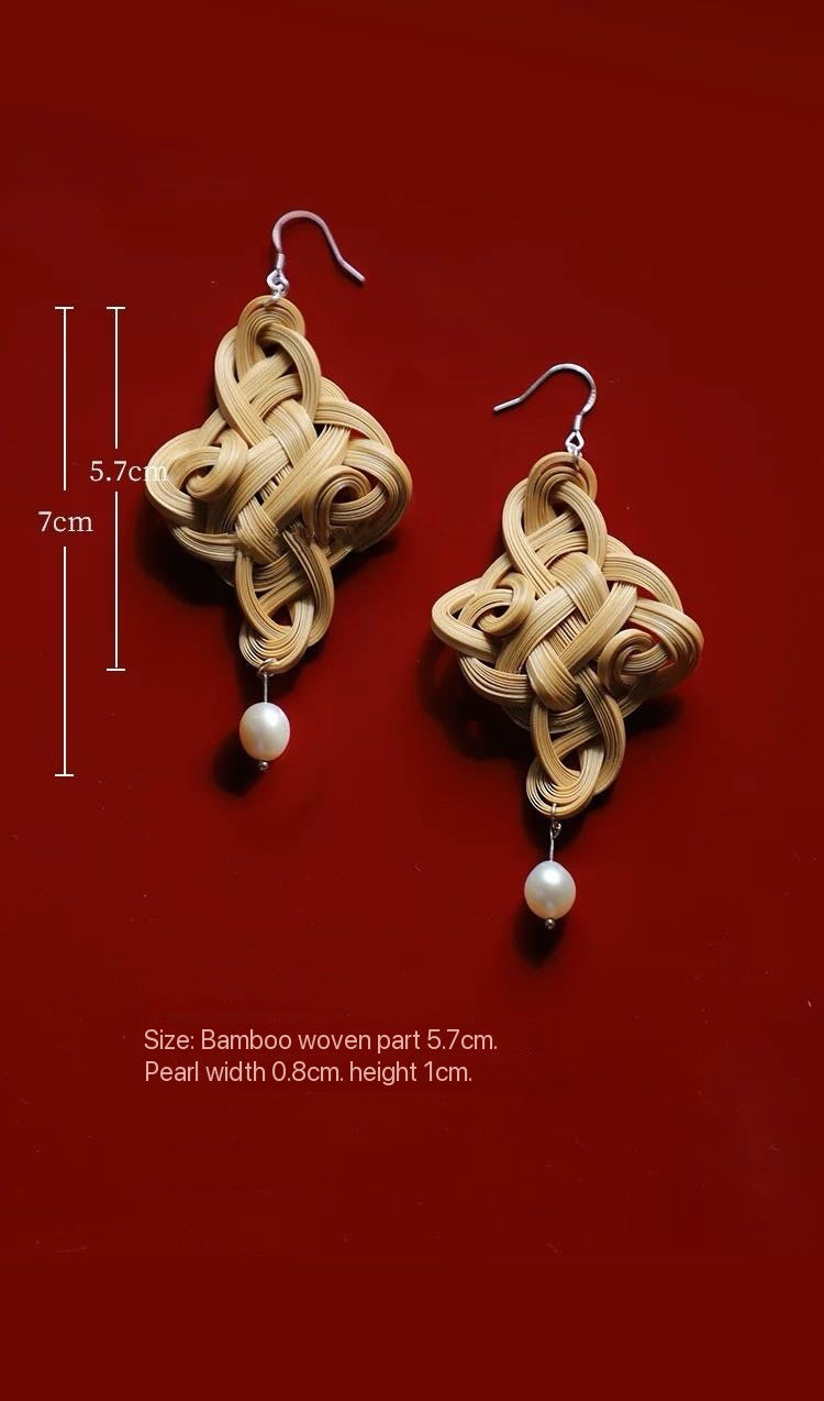 Intangible Heritage Handcrafted Ruyi Pearl Earrings