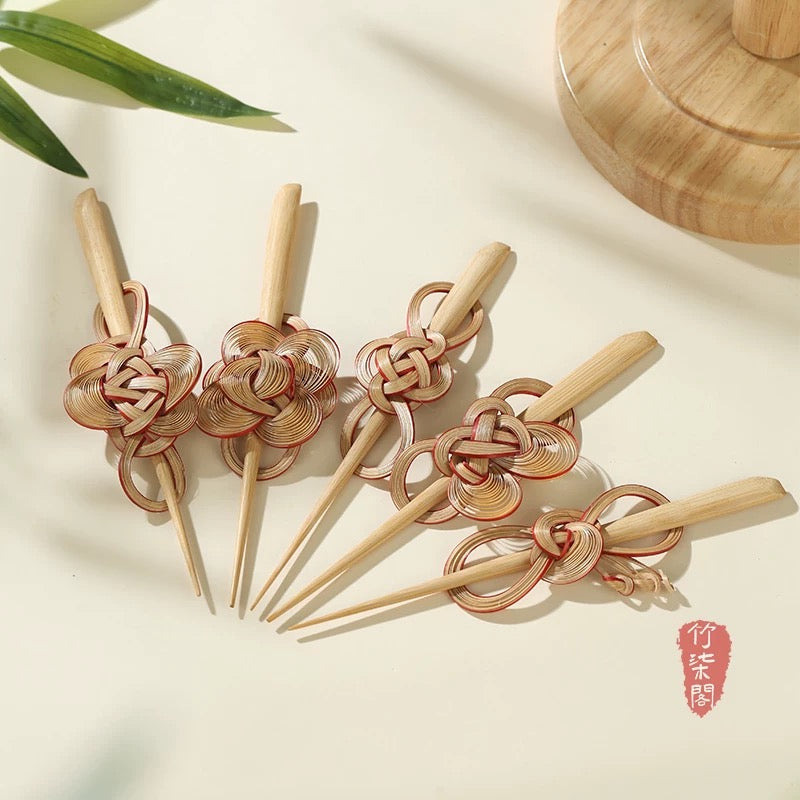 Li Ziqi-Style Handmade Bamboo Woven Hairpin