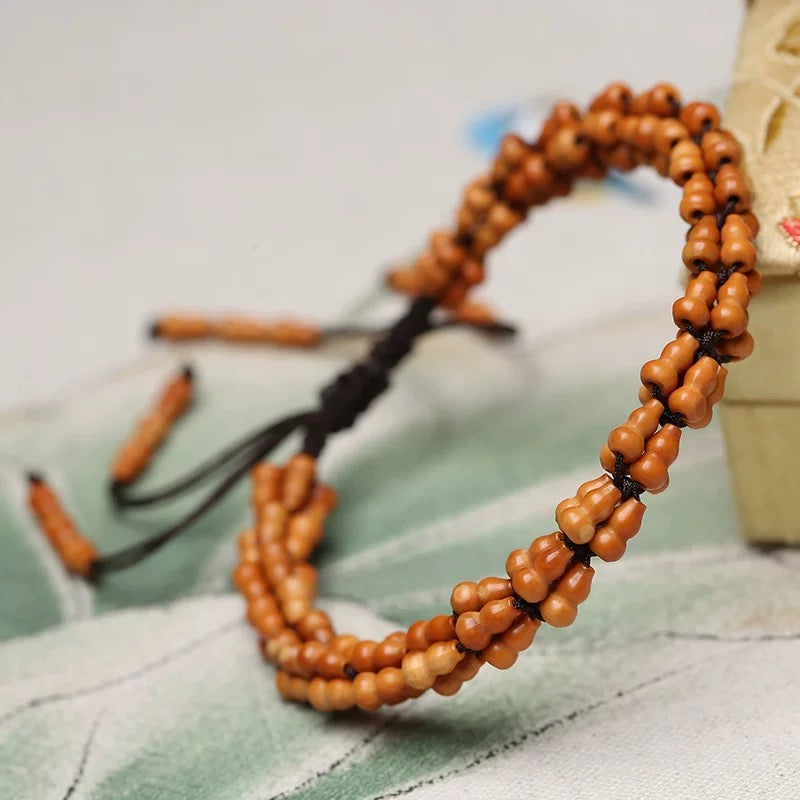 Handwoven Olive Pit and Gourd Beads Bracelet
