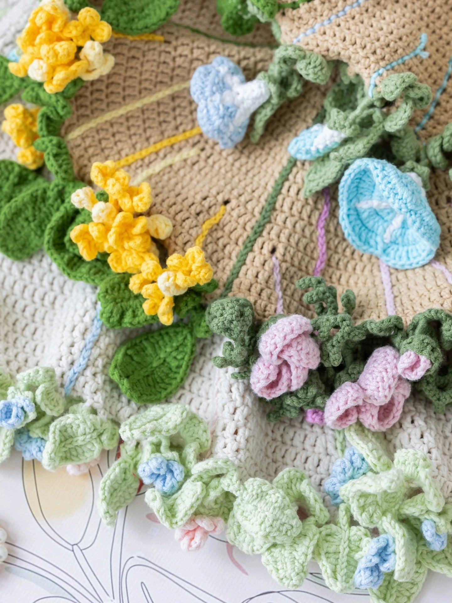 Handmade Crocheted Bouquet Blanket Material Kit