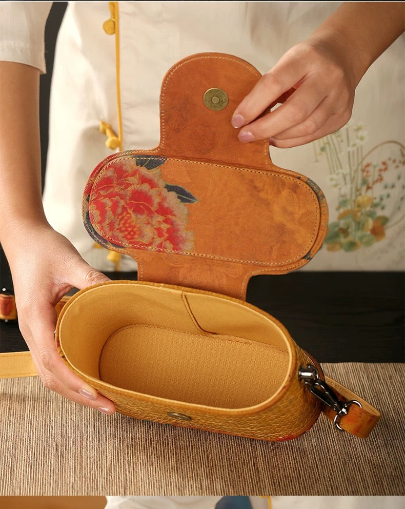 Handmade Bamboo Woven Bag with Gambiered Canton Gauze