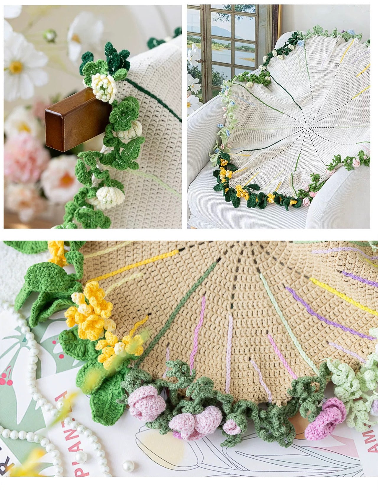 Handmade Crocheted Bouquet Blanket Material Kit