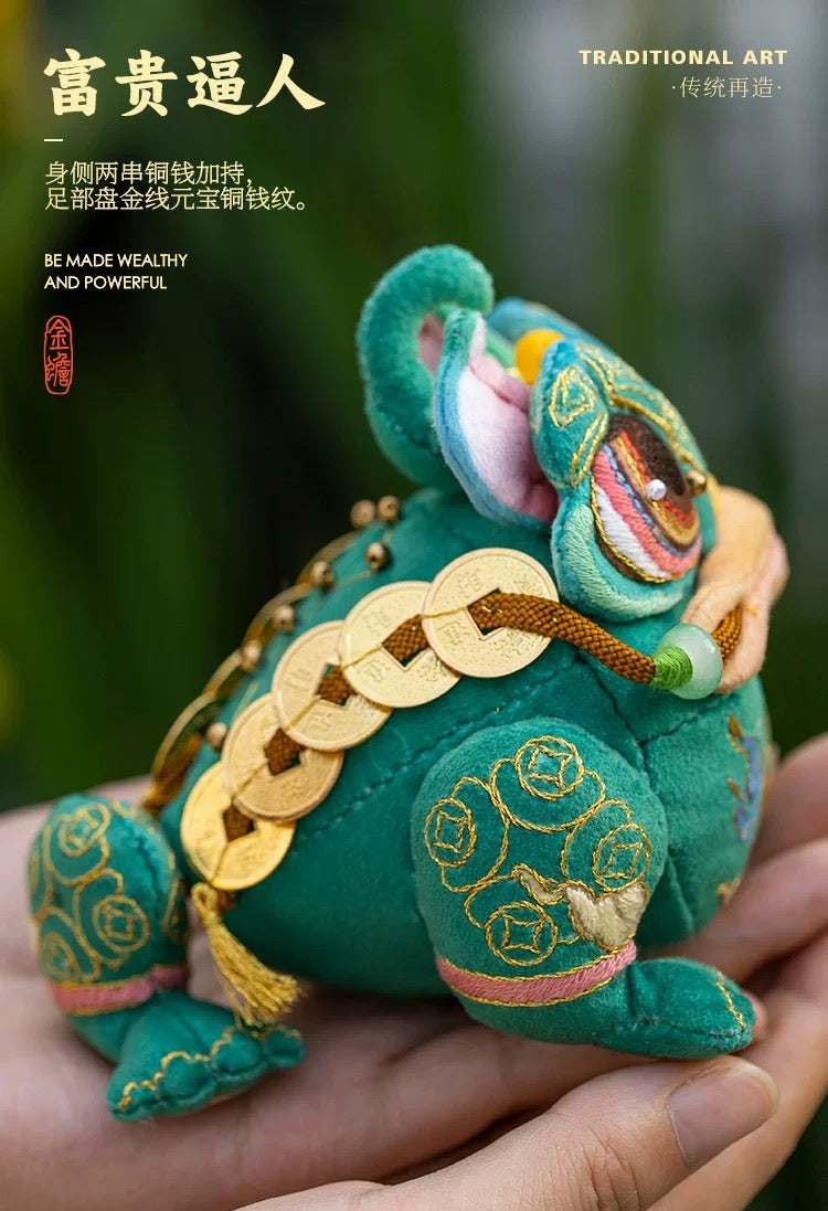 Chinese Intangible Cultural Heritage Fragrance Sachet Embroidery – Golden Toad Auspicious Ornament Material Kit