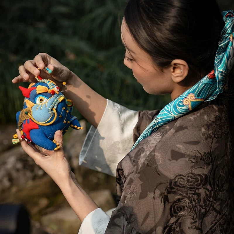 Chinese Intangible Cultural Heritage Five Poisons Golden Toad Fragrance Sachet Embroidery