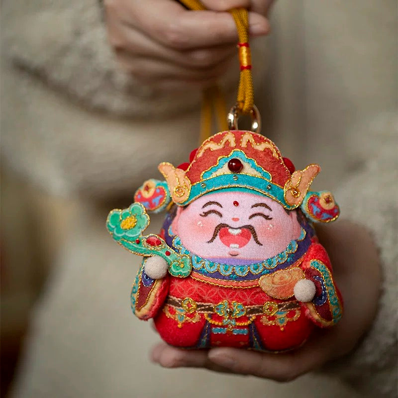 Hand Embroidered Sachet Material Kit – Chinese God of Wealth Auspicious Gift