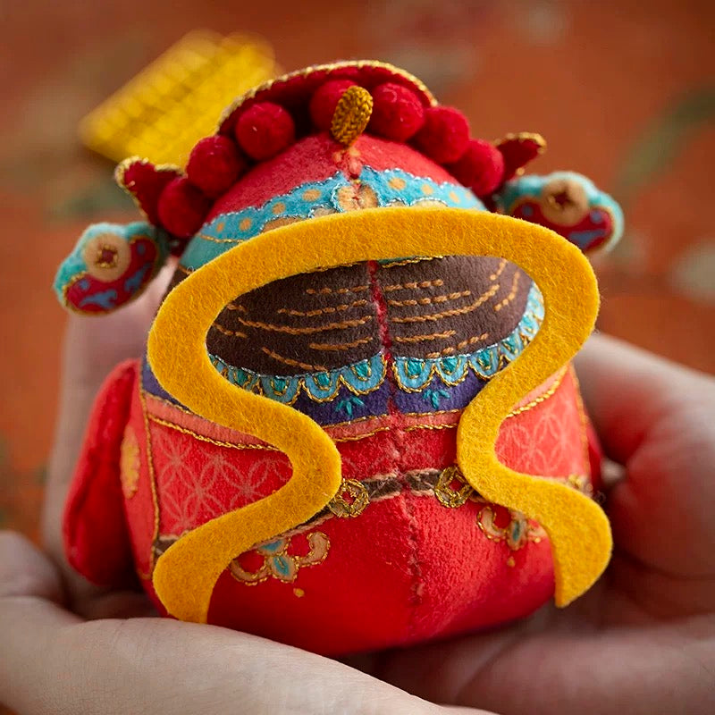 Hand Embroidered Sachet Material Kit – Chinese God of Wealth Auspicious Gift