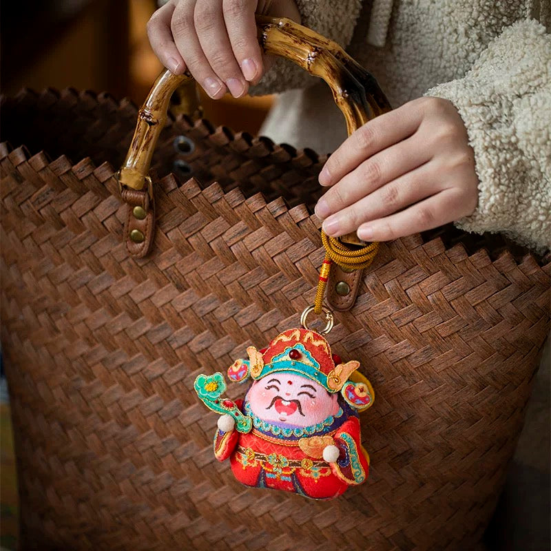 Hand Embroidered Sachet Material Kit – Chinese God of Wealth Auspicious Gift