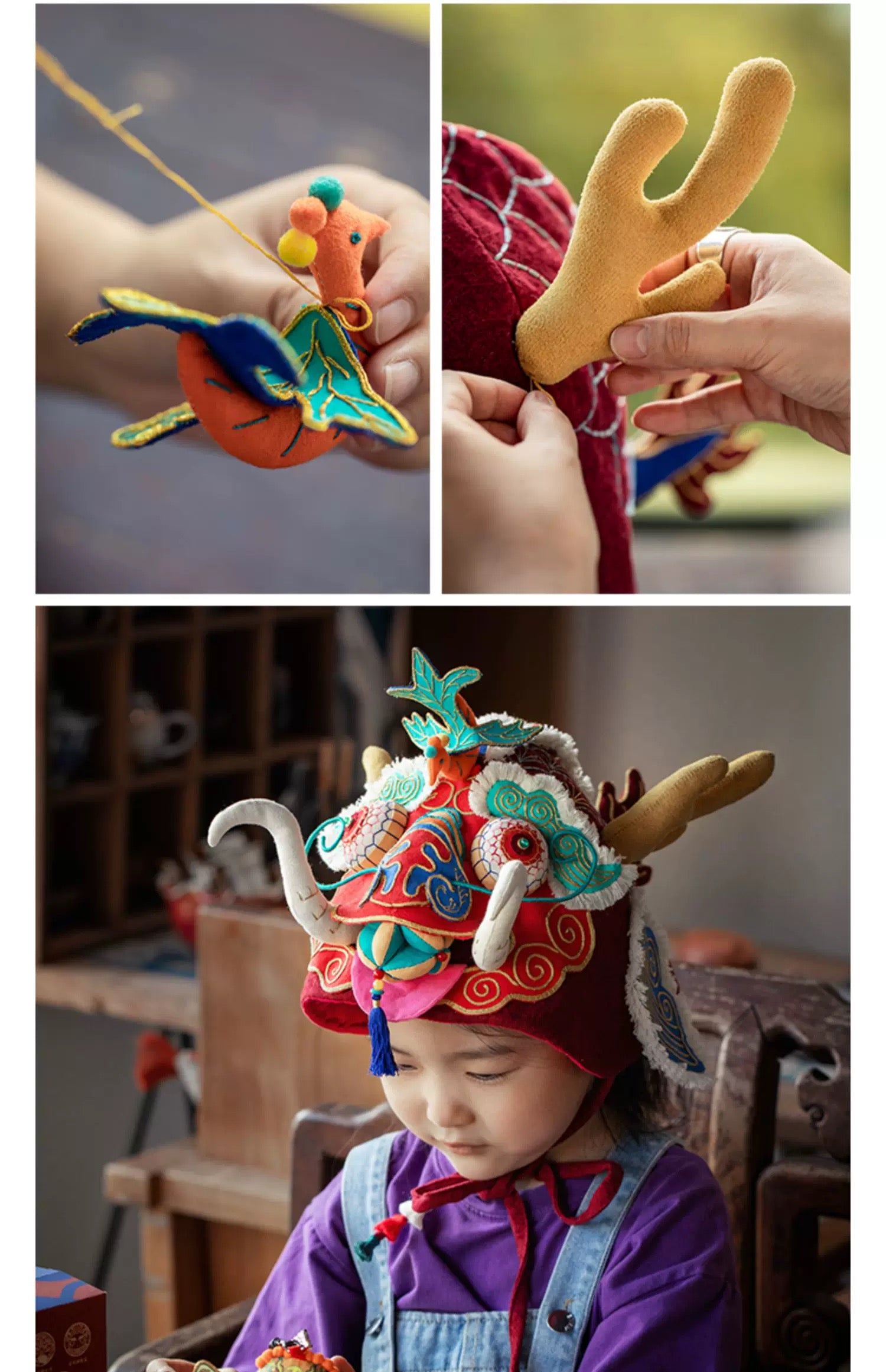 High-End Handcrafted Embroidered Dragon Head Hat-Same design as the British Museum's