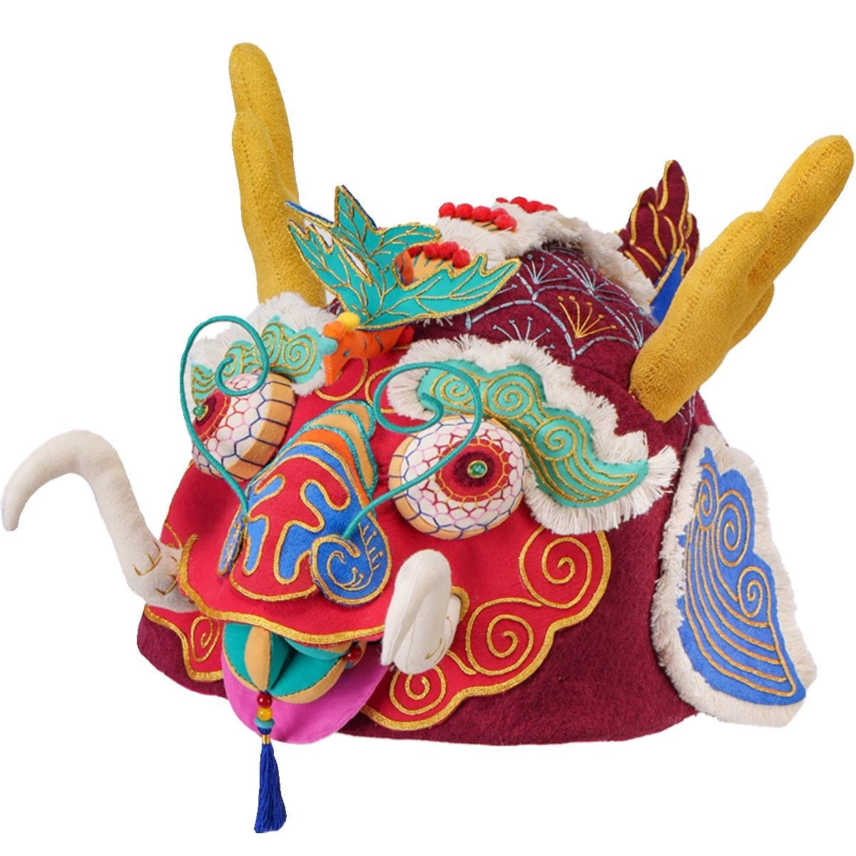 High-End Handcrafted Embroidered Dragon Head Hat-Same design as the British Museum's