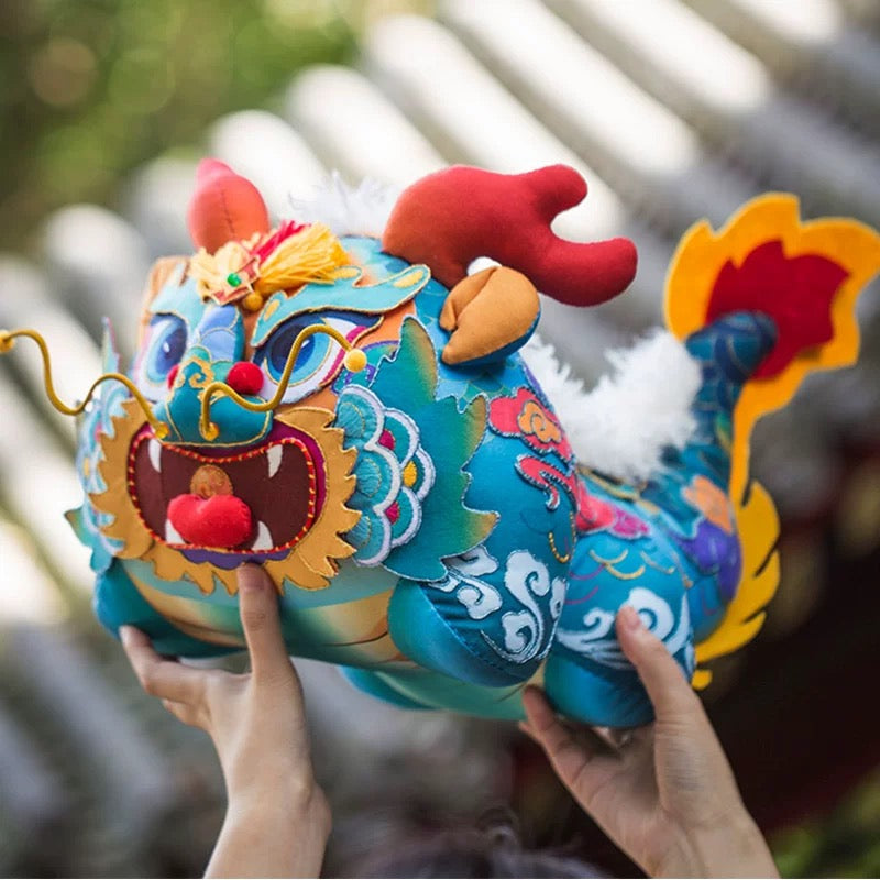 Handmade Embroidered Doll Décor Material Kit – Great Azure Dragon