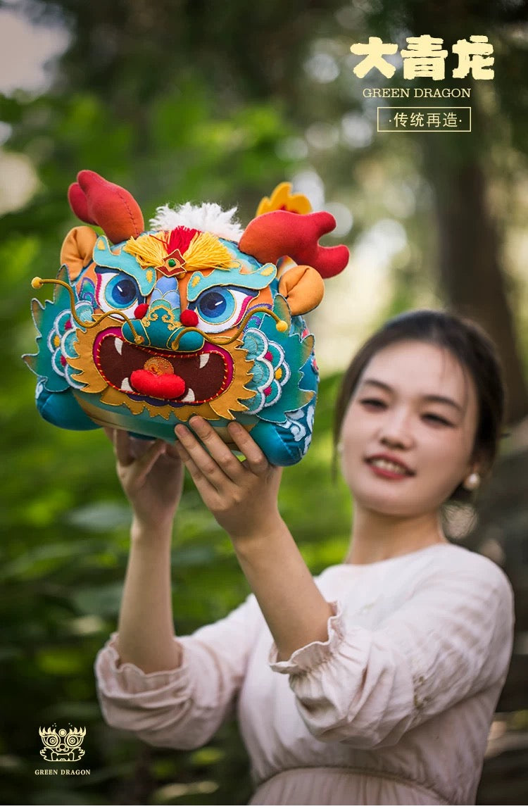Handmade Embroidered Doll Décor Material Kit – Great Azure Dragon