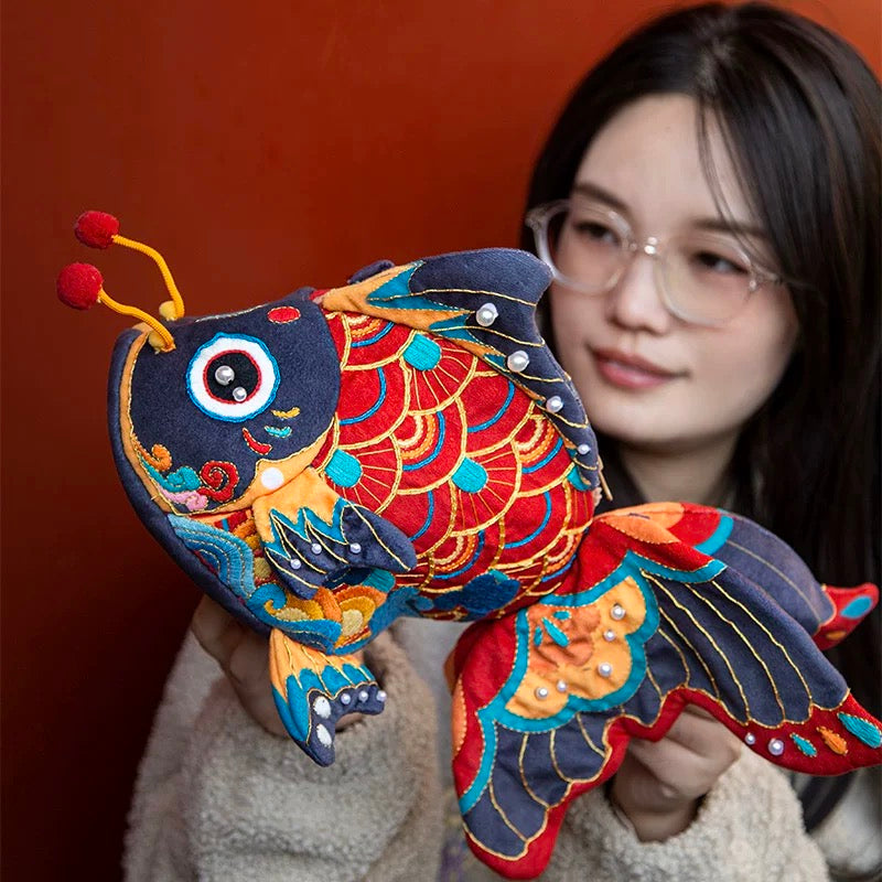 Hand Embroidery Material Kit – Chinese Koi Crossbody Bag