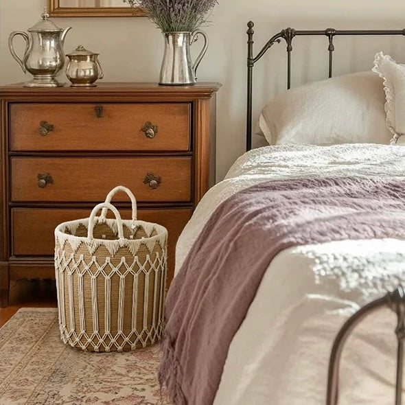 Handwoven rope basket