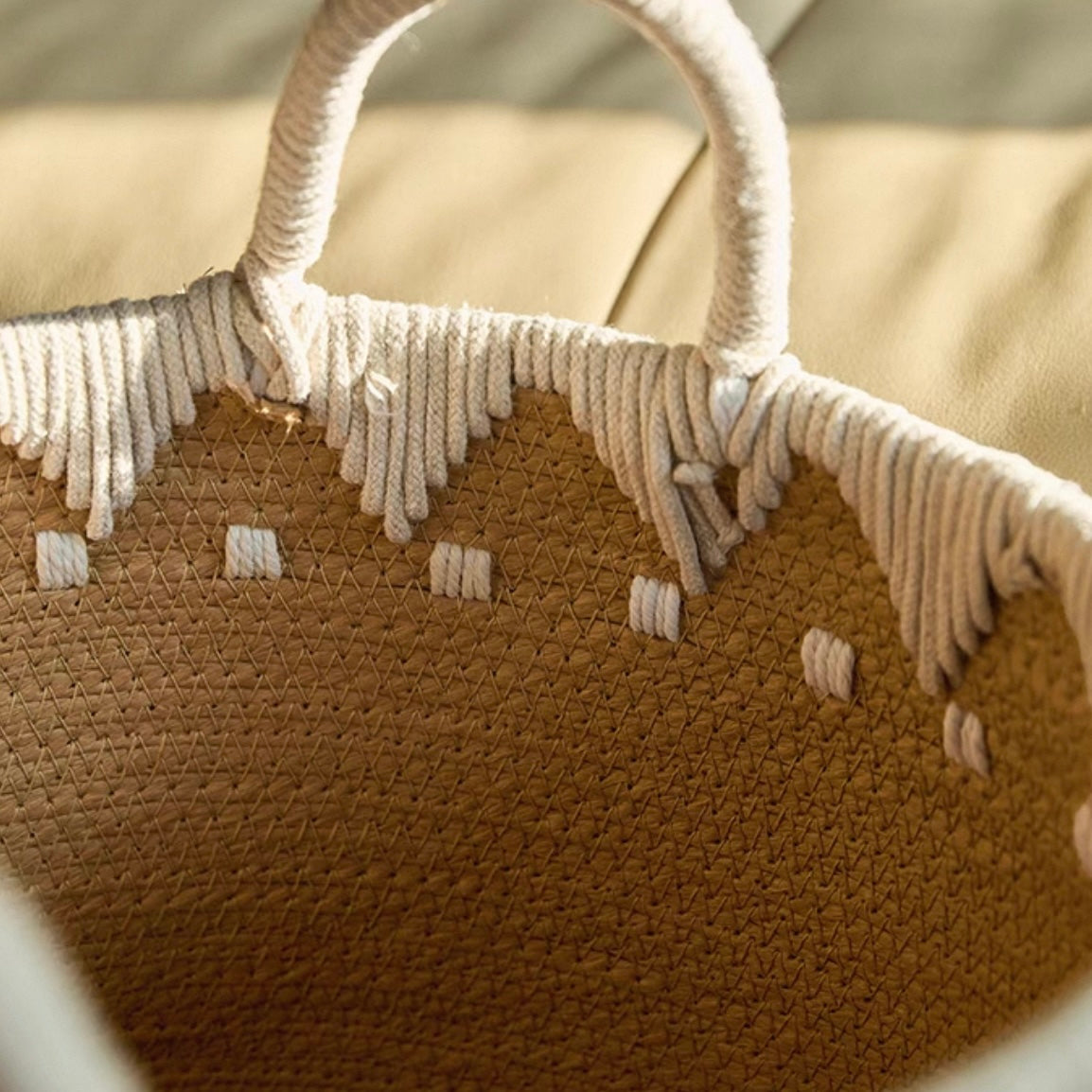 Handwoven rope basket