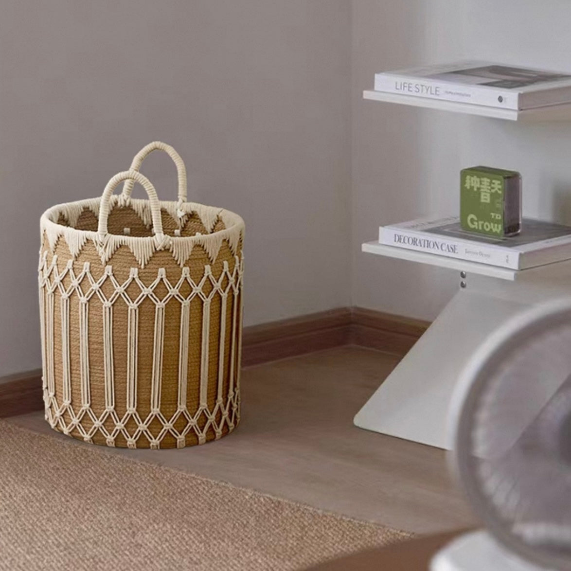 Handwoven rope basket
