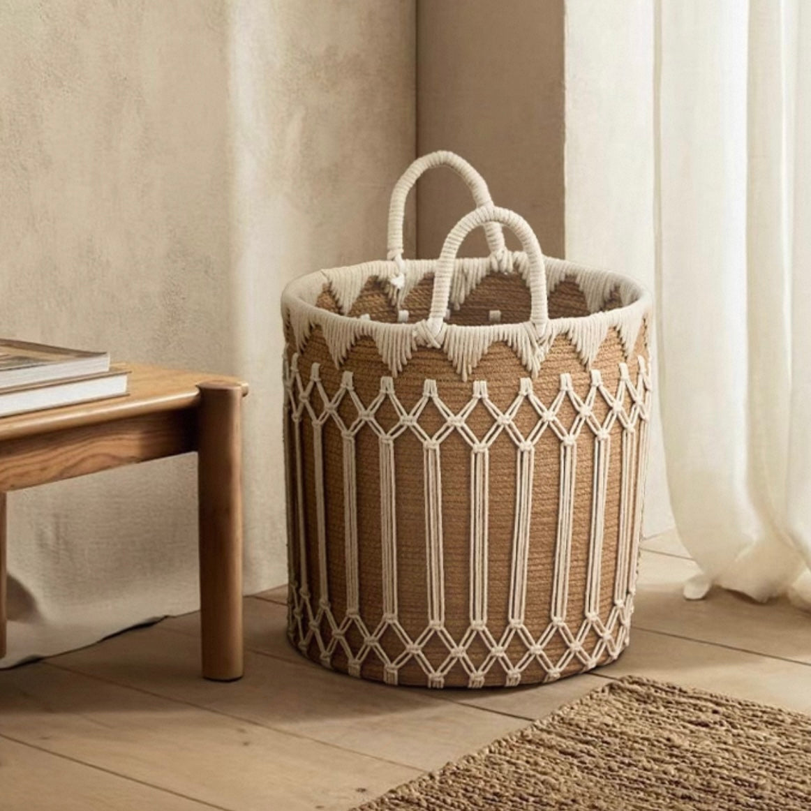 Handwoven rope basket