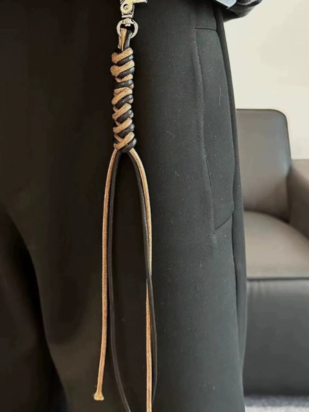 Handcrafted Woven Waxed Rope Pendant