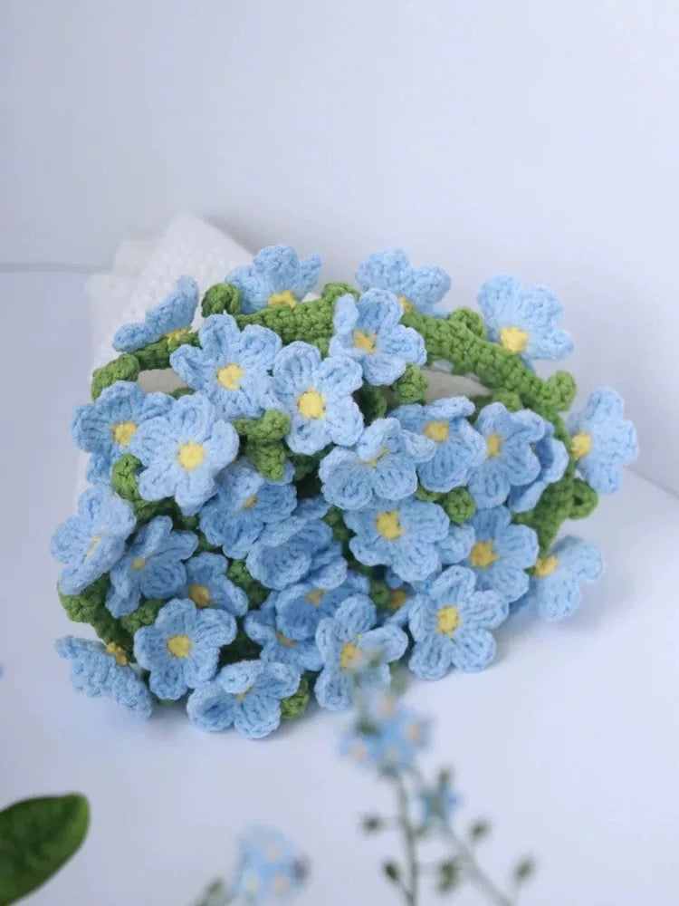 Handcrafted Crocheted Bouquet Blanket Material Kit – Forget-Me-Not