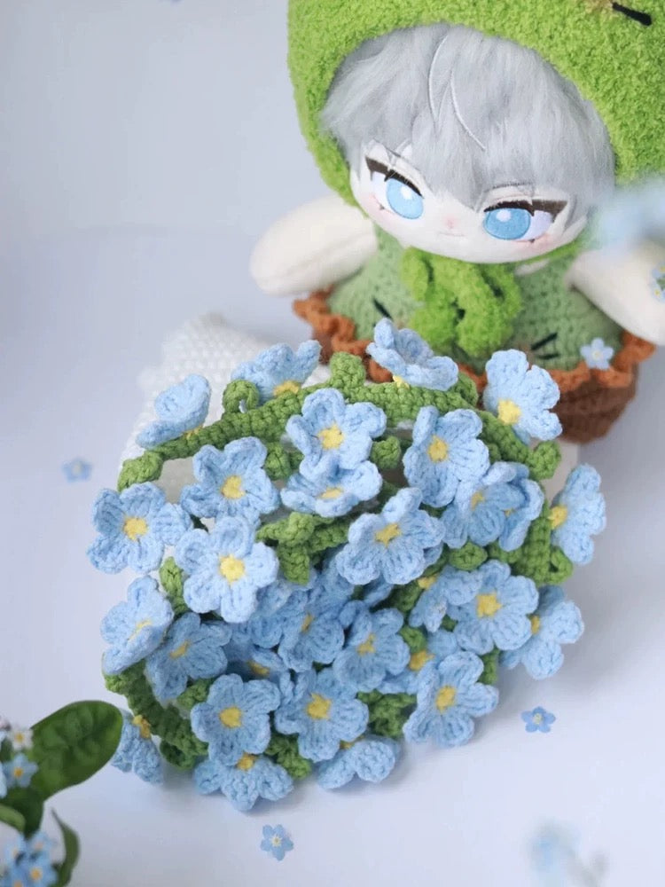 Handcrafted Crocheted Bouquet Blanket Material Kit – Forget-Me-Not
