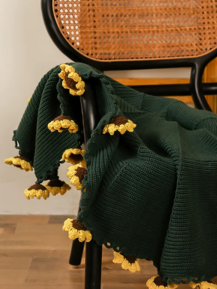 Handmade Crocheted Bouquet Blanket Finished Product – Sunflower