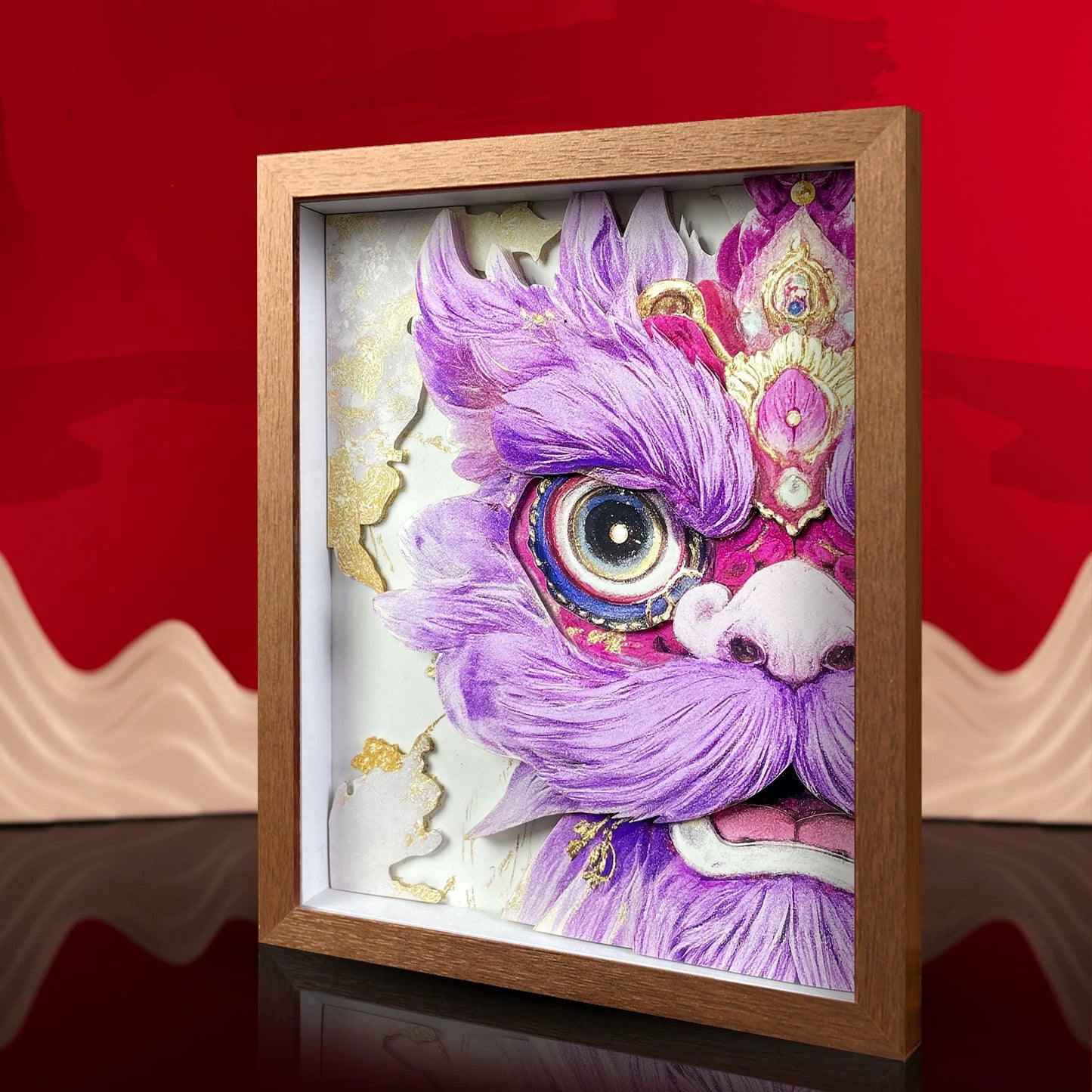 Floral Lion Awakening: Intangible Cultural Heritage Paper-Cut Ornament