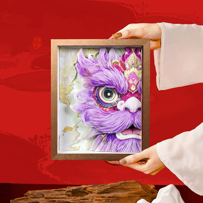 Floral Lion Awakening: Intangible Cultural Heritage Paper-Cut Ornament