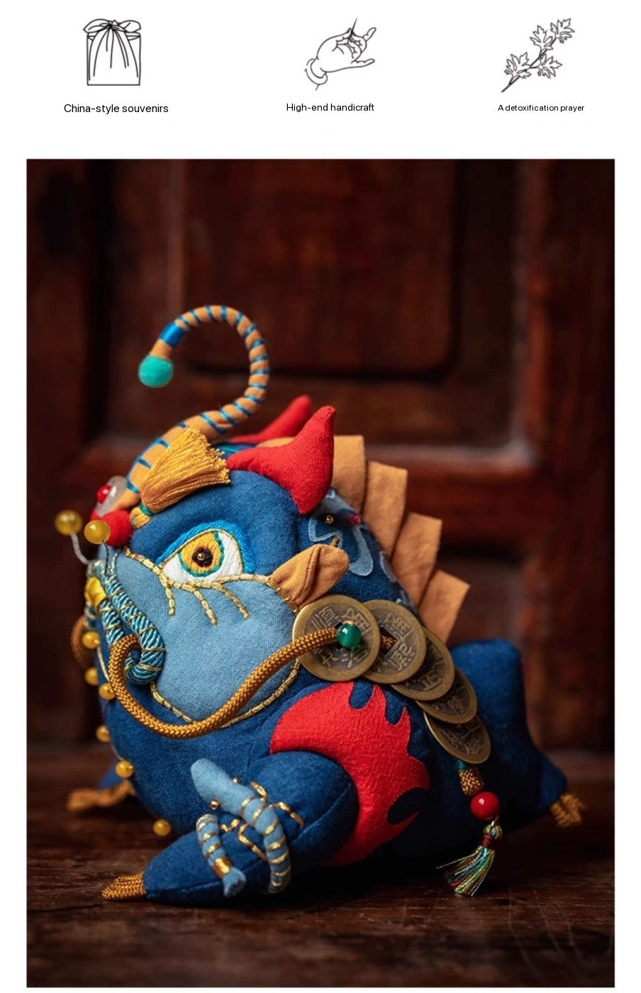 Chinese Intangible Cultural Heritage Five Poisons Golden Toad Fragrance Sachet Embroidery