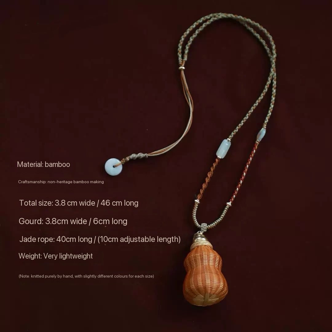 Handmade Bamboo Woven "Peace, Fortune & Prosperity Pendant