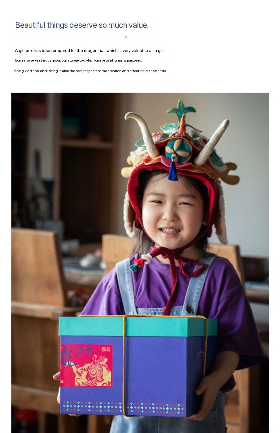 High-End Handcrafted Embroidered Dragon Head Hat-Same design as the British Museum's