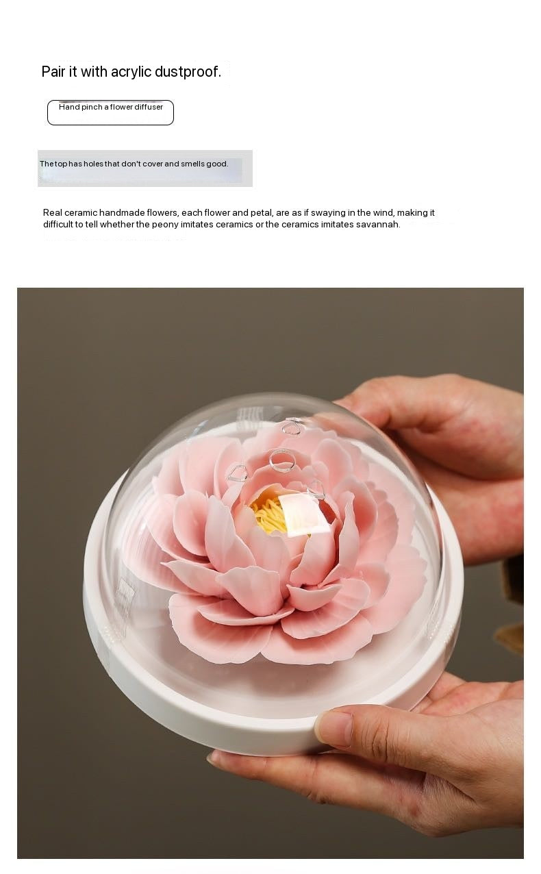 Chinese Intangible Cultural Heritage Hand-Sculpted Ceramic Floral Aroma Diffuser Gift Box