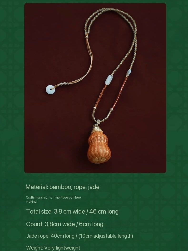 Handmade Bamboo Woven "Peace, Fortune & Prosperity Pendant