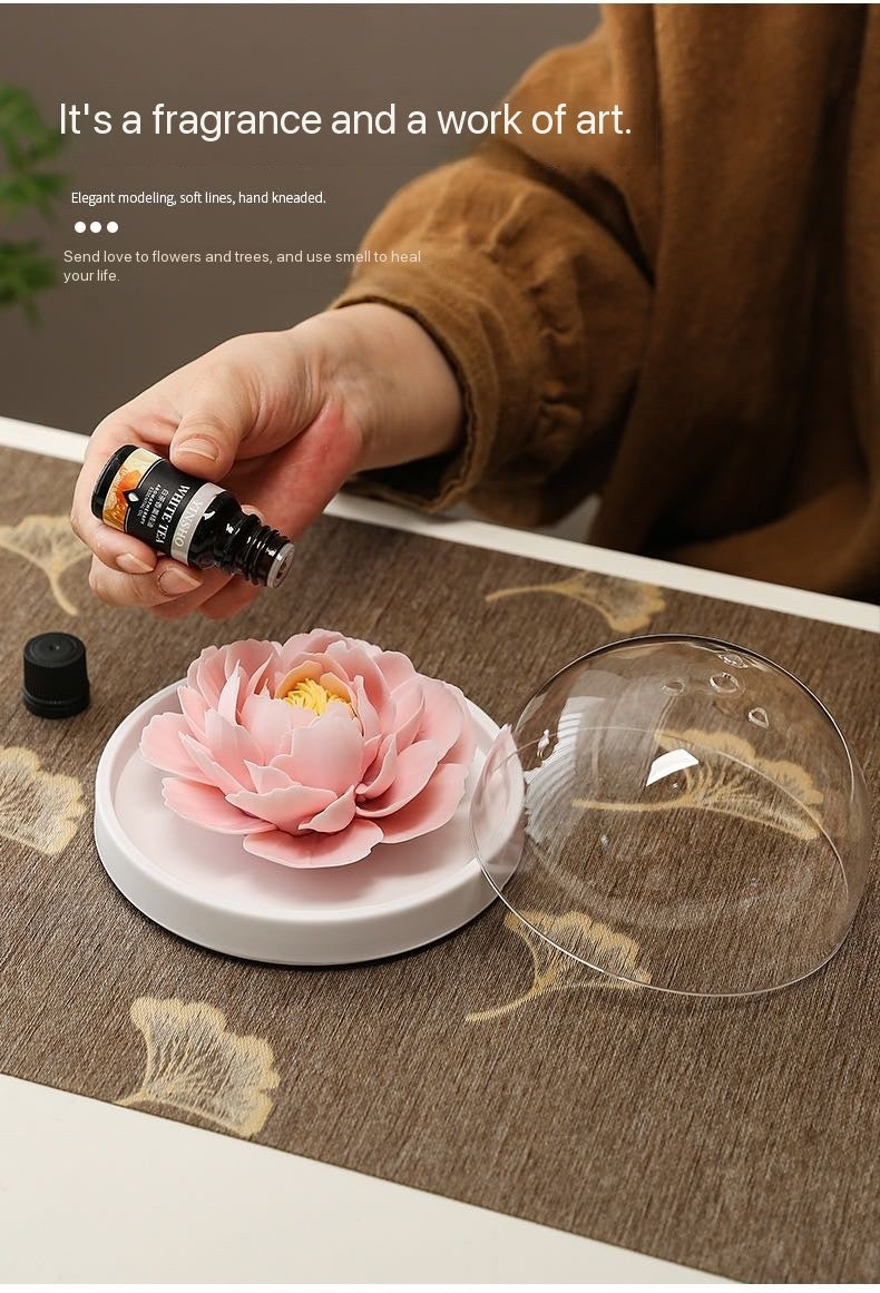 Chinese Intangible Cultural Heritage Hand-Sculpted Ceramic Floral Aroma Diffuser Gift Box