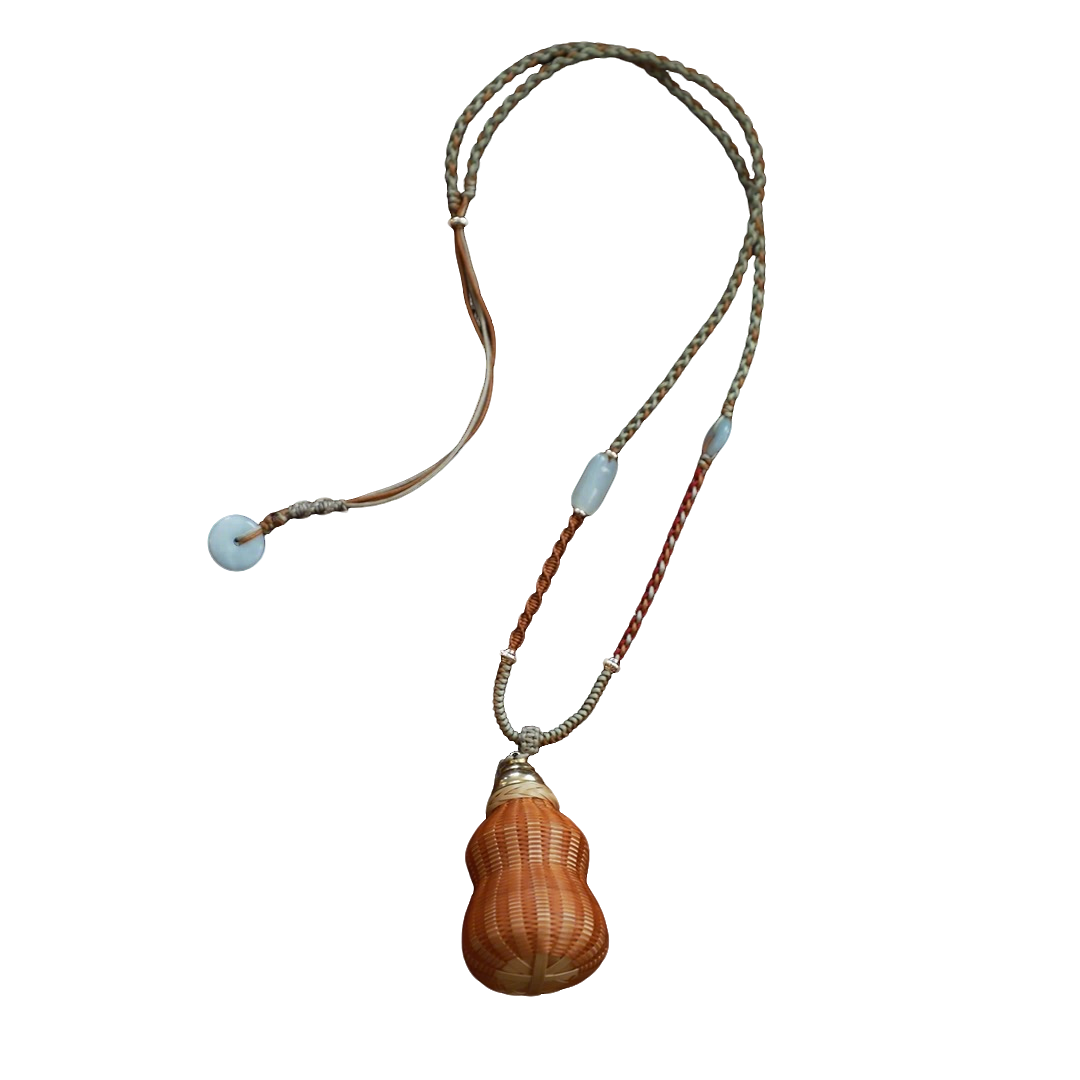 Handmade Bamboo Woven "Peace, Fortune & Prosperity Pendant