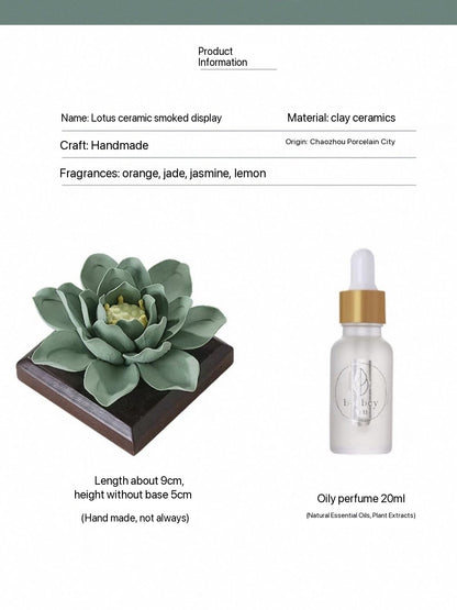 Ceramic handmade green lotus aromatherapy fragrance