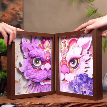 Floral Lion Awakening: Intangible Cultural Heritage Paper-Cut Ornament