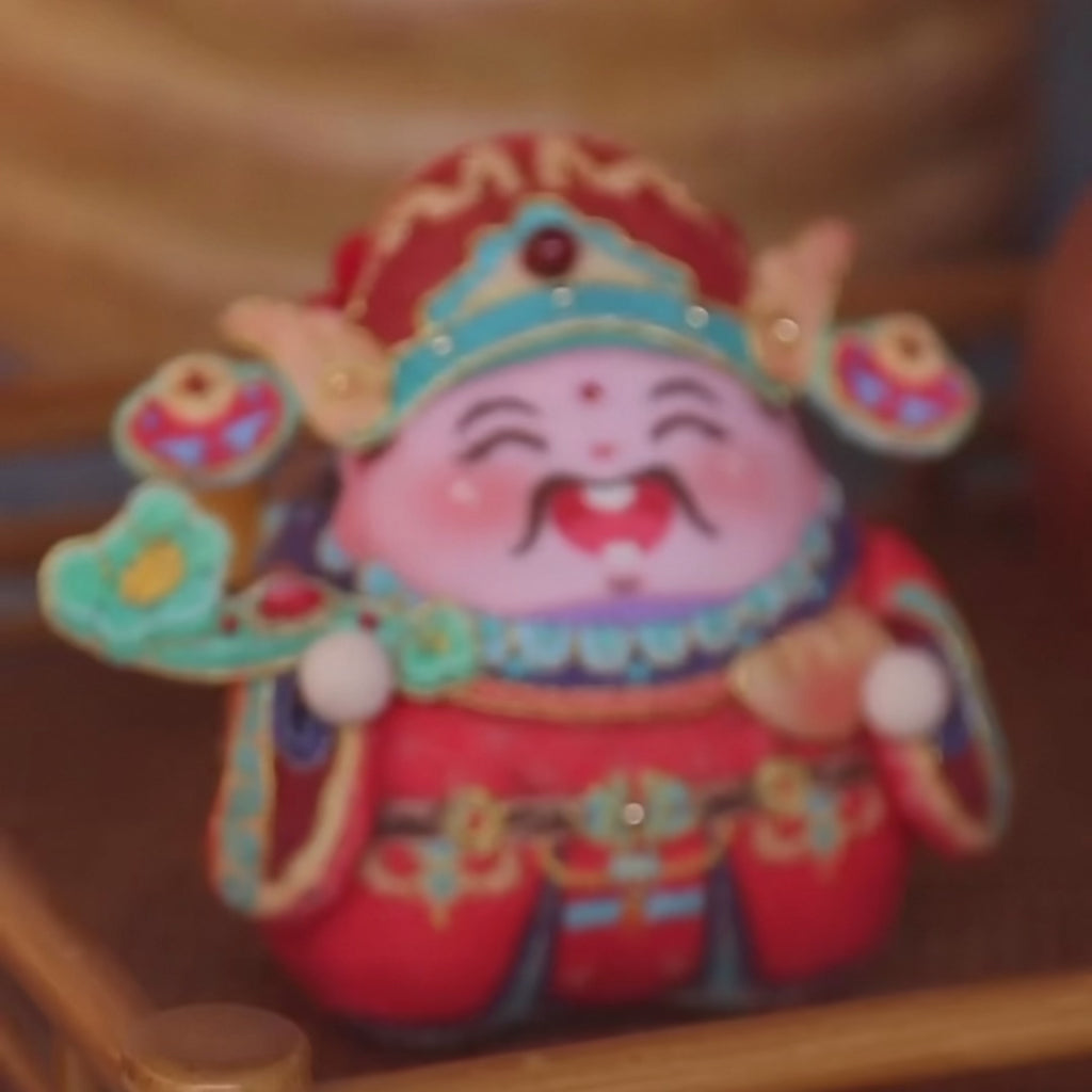 Hand Embroidered Sachet Material Kit – Chinese God of Wealth Auspicious Gift